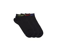 Emporio Armani 3 Pack Sneaker Socks Casual, Confezione da 3 calzini per sneaker Uomo, nero/nero/nero, S