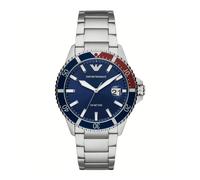 Emporio Armani, ,Accessories ,Uomo ,Grigio ,ONE SIZE Orologio in acciaio con quadrante blu