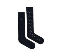 Emporio Armani Allover Eagle 2-Pack Long Socks Confezione da 2 Calzini, Blu, Taglia Unica Uomo