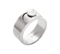 Emporio Armani Anelli fascia da uomo V – acciaio inossidabile, Sabbia d'argento – taglia 10