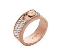 Emporio Armani Anello a fascia da donna in acciaio color oro rosa con cristalli incastonati, EGS3092221