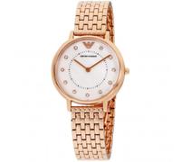 Emporio Armani Orologio da donna, movimento a due lancette, cassa in acciaio inossidabile oro rosa da 32 mm con bracciale in acciaio inossidabile, AR11006
