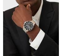 EMPORIO ARMANI AR11360 MEN'S WATCH SILVER STRAP BLACK DIAL SILVER CASE