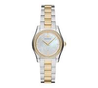 Emporio Armani Orologio per le donne, movimento a tre lancette con data, orologio in acciaio inossidabile con cassa da 32 mm, Argento/Oro (2T Silver/Gold)