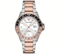 Emporio Armani AR11591 Men's GMT Watch - Two-Tone Stainless Steel, White Dial