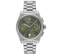Emporio Armani AR11640 Men's Chronograph Watch - Silver Case, Green Dial