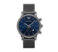 Emporio Armani AR1979 Men's Chronograph Watch - Gunmetal Mesh, Blue Dial