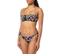 Emporio Armani Band & Bow Brazilian Logomania Bikini Set, Set di Bikini Donna, Multicolore (Black-Heart Logo Pr), L