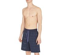 Emporio Armani Bermuda All Over Logo Terry, Bermuda Uomo, Printed Dark Blue, XL