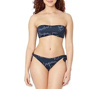 Emporio Armani Bikini Brasiliano da Donna con Fascia e Fiocco Set, Blu Navy/Bianco, S