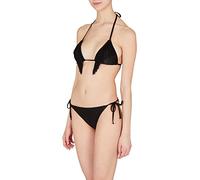 Emporio Armani Bikini da Donna con Perizoma e Slip in Lycra con Frange Set, Nero