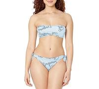 Emporio Armani Bikini da Donna Logomania Band And Bow Brazilian Set, Bianco/Navy Blu, M