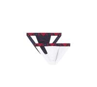 Emporio Armani Bold Monogram 2-Pack Jockstrap Jock Strap, Bianco/Marine, XL Men's