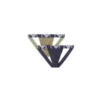 Emporio Armani Bold Monogram 2-Pack Jockstrap Jock Strap, Oliva/Marine, L Men's