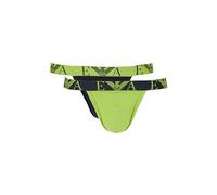 Emporio Armani Bold Monogram 2-Pack Thong Slip a Tanga, Blu, M Uomo