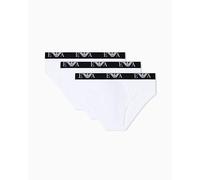 Emporio Armani Bold Monogram 3-Pack Brief Mutande da Uomo, Bianco/Bianco/Bianco, L (Pacco da 3)
