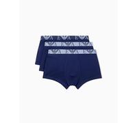 Emporio Armani Bold Monogram 3-Pack Trunk Bermuda, Blu, M Uomo