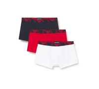 Emporio Armani Bold Monogram 3-Pack Trunk Trunks, Marin/Rosso Lac/BIAN, S Men's