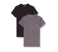 Emporio Armani Bold Monogram Crew Neck 2-Pack T-Shirt, Nero/Magnete, L Men's