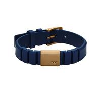 Emporio Armani Bracciale con piastrina da uomo in acciaio e silicone blu, EGS3080251