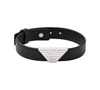 Emporio Armani - Bracciale con piastrina da uomo in pelle nera, EGS2985040