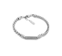 Emporio Armani Bracciale da uomo in pelle o acciaio inossidabile con chiusura a moschettone, a cursore o a pulsante, Argento opaco