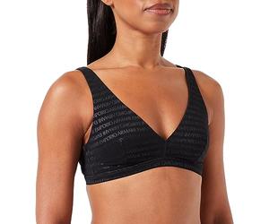 Emporio Armani Bralette da Donna all Over Logo Mesh Bra, Nero, M