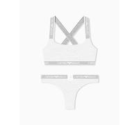 Emporio Armani Bralette Iconica Donna Logoband + Brasiliana Grigio S, Grigio, S