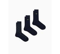 Emporio Armani Allover Eagle 3-Pack Socks Short Confezione da 3 Calzini, Blu, Taglia Unica Uomo