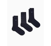 Emporio Armani Allover Eagle 3-Pack Socks Short Confezione da 3 Calzini, Blu, Taglia Unica Uomo