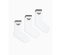 Emporio Armani CALZINI UOMO EAGLE SPUGNA CONFEZIONE 3 CALZINI CORTI BIANCO TU, bianco, Taglia unica