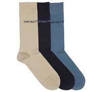 Emporio Armani Casual Cotton 3-Pack Short Socks, Calzini Uomo, Multicolore (Marine-Nude-Avio (Marineblue), Taglia unica