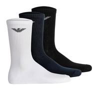 Emporio Armani Casual Cotton 3-Pack Short Socks Confezione da 3 Paia di Calzini Corti, Bianco/Nero/Blu Marino, Taglia Unica Uomo