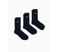 Emporio Armani Casual Cotton 3-Pack Short Socks Confezione da 3 Paia di Calzini Corti, Blu/Blu/Blu, Taglia Unica Uomo
