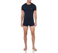 Emporio Armani Christmas Shiny Logo Crew Neck T-Shirt + Trunk Trunks, Marine, M Men's