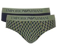 Emporio Armani Classic Pattern Mix 2-Pack Brief Briefs, Stampa RETTAN/Marine, S Men's