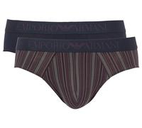 Emporio Armani Classic Pattern Mix 2-Pack Brief Briefs, Stampa Righe/Marine, L Men's
