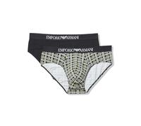 Emporio Armani Classic Pattern Mix 2-Pack Brief Briefs, Stampa Scozzese/Nero, S Men's