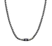 Emporio Armani Collana a catena da uomo in acciaio inossidabile con chiusura a moschettone, Acciaio scuro