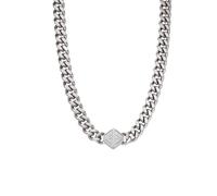 Emporio Armani Collana da uomo in acciaio inossidabile con chiusura a moschettone, Grigio piccione