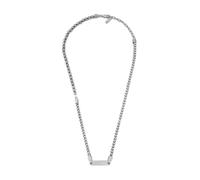 Emporio Armani Collana da uomo in acciaio inossidabile con chiusura a moschettone, Grigio scuro