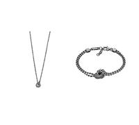 Emporio Armani Collana con ciondolo e bracciale a catena Uomo - Acciaio inossidabile con finitura nera