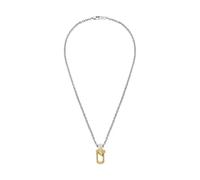 Emporio Armani Collana con pendente Uomo in acciaio inossidabile bicolore con chiusura a moschettone, Oro brillante e argento