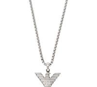 Emporio Armani Collana da uomo in acciaio inossidabile con chiusura a moschettone, Argento cromato