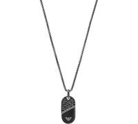 Emporio Armani Collana da uomo in acciaio inossidabile, chiusura a moschettone Nero Jett
