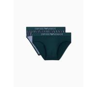 Emporio Armani Classic Pattern Mix 2-Pack Brief Mutande da Uomo, Verde, M