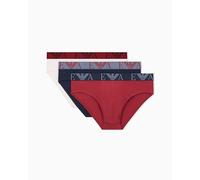 Emporio Armani Confezione da 3 Slip da Uomo con monogramma audace, Blu, L, Blu, L