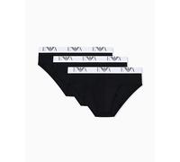 Emporio Armani Confezione da 3 Slip da Uomo in Jersey di Cotone Elasticizzato, Nero/Nero/Nero, L/XXL
