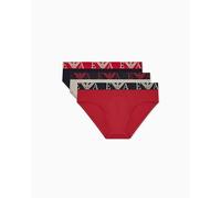 EMPORIO ARMANI Confezione da 3 Slip da Uomo, Nut/AR.Blu/Scooter, M