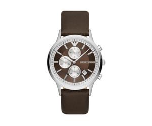 Emporio Armani - Cronografo Moda Uomo Marrone - - Accessories - Uomo - Grigio - ONE SIZE